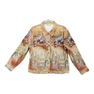 Impulse California Womens Jacket Collared Button Long‎ Sleeve Size Large